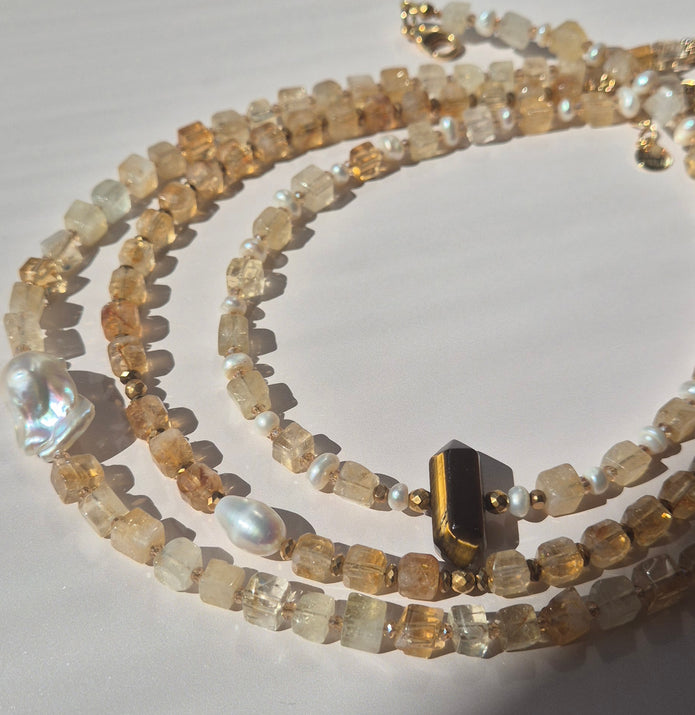 COLLIER CITRINE OEIL DE TIGRE