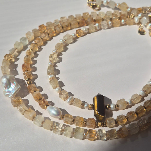 COLLIER CITRINE OEIL DE TIGRE