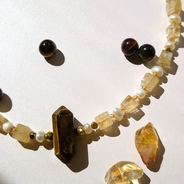 COLLIER CITRINE OEIL DE TIGRE
