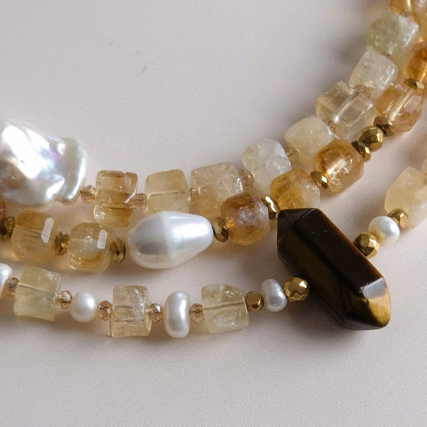 COLLIER CITRINE OEIL DE TIGRE