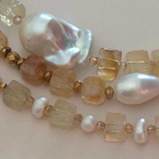 COLLIER CITRINE PERLE BAROQUE