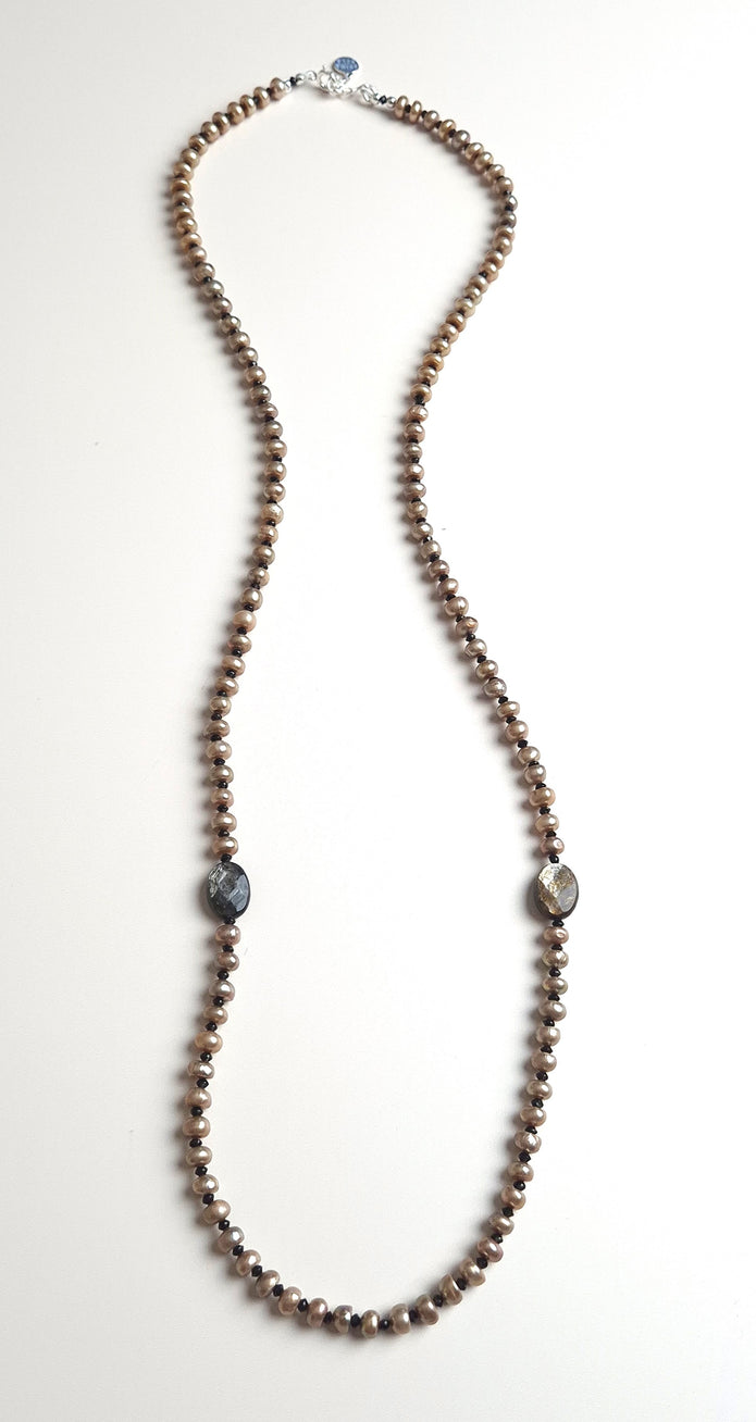 Sautoir Tourmaline noire et perle de culture