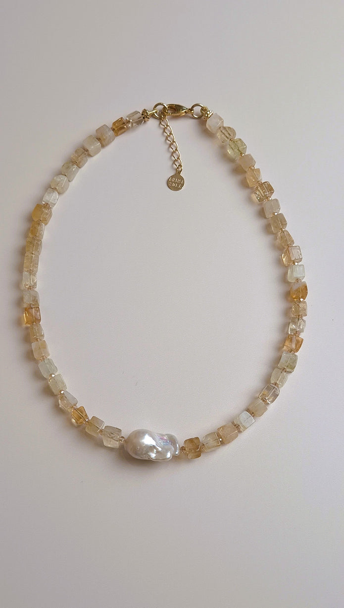COLLIER CITRINE PERLE BAROQUE