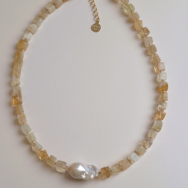 COLLIER CITRINE PERLE BAROQUE