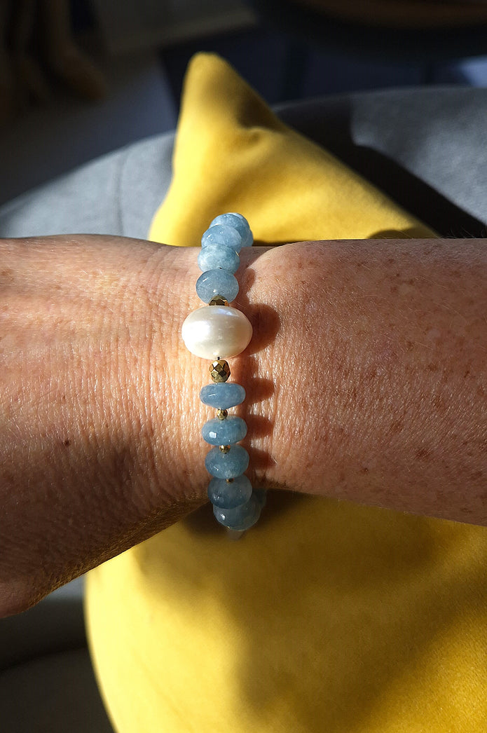 Bracelet Aigue marine Perle