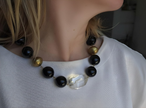 Black agate and rock crystal necklace