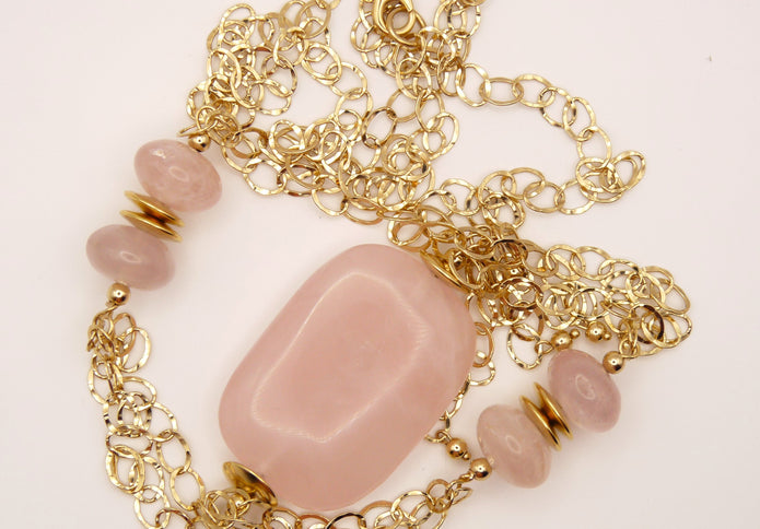 Sautoir Rosa Quartz rose