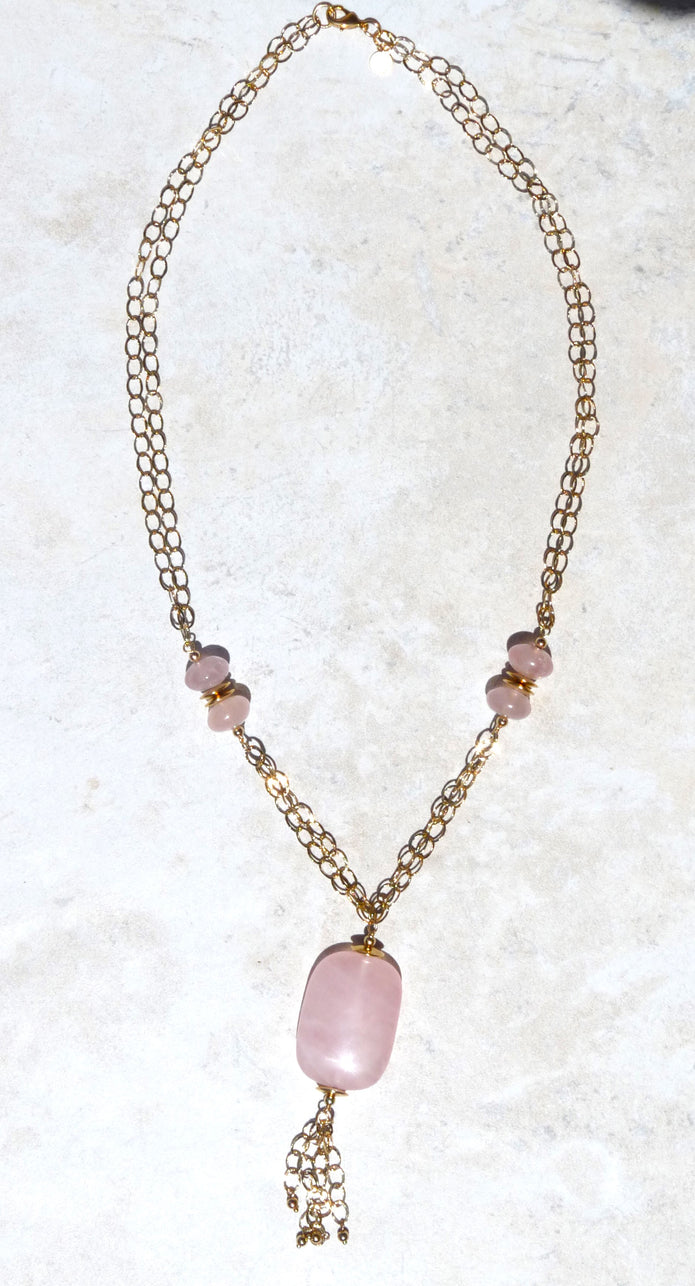 Sautoir Rosa Quartz rose