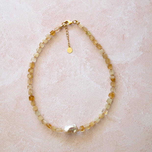 COLLIER CITRINE PERLE BAROQUE