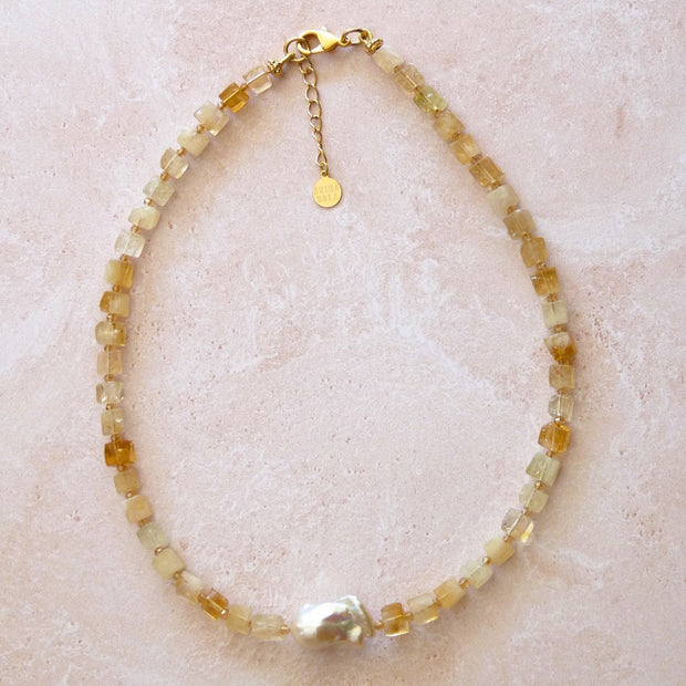 Collier Citrine perle baroque