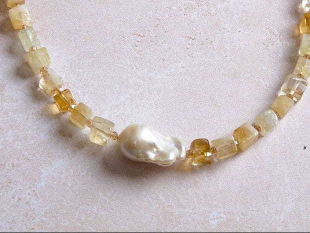 COLLIER CITRINE PERLE BAROQUE