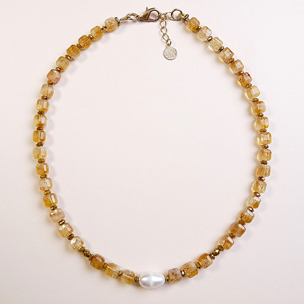 Collier Citrine perle de culture