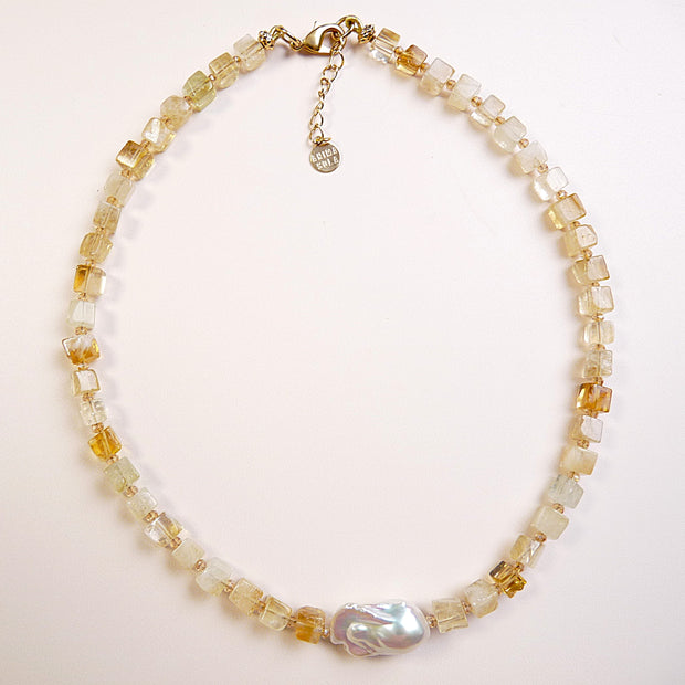 Collier Citrine perle baroque
