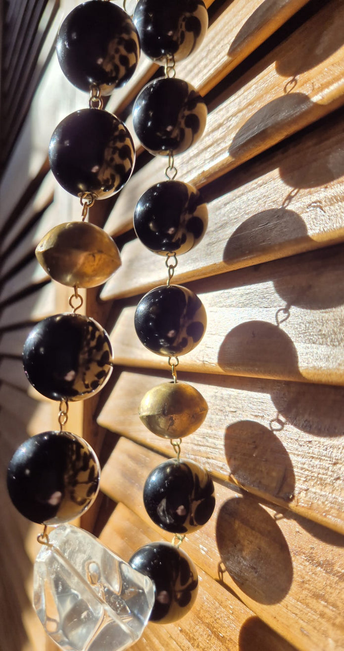 Black agate and rock crystal necklace