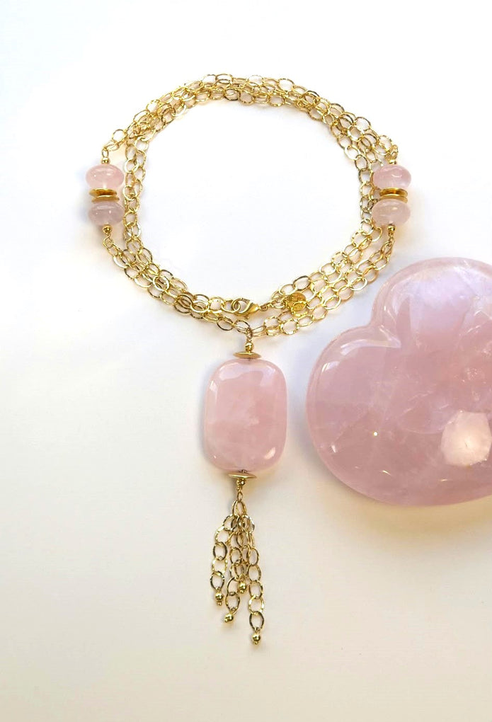 Sautoir Rosa Quartz rose