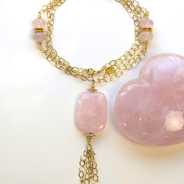 Sautoir Rosa Quartz rose