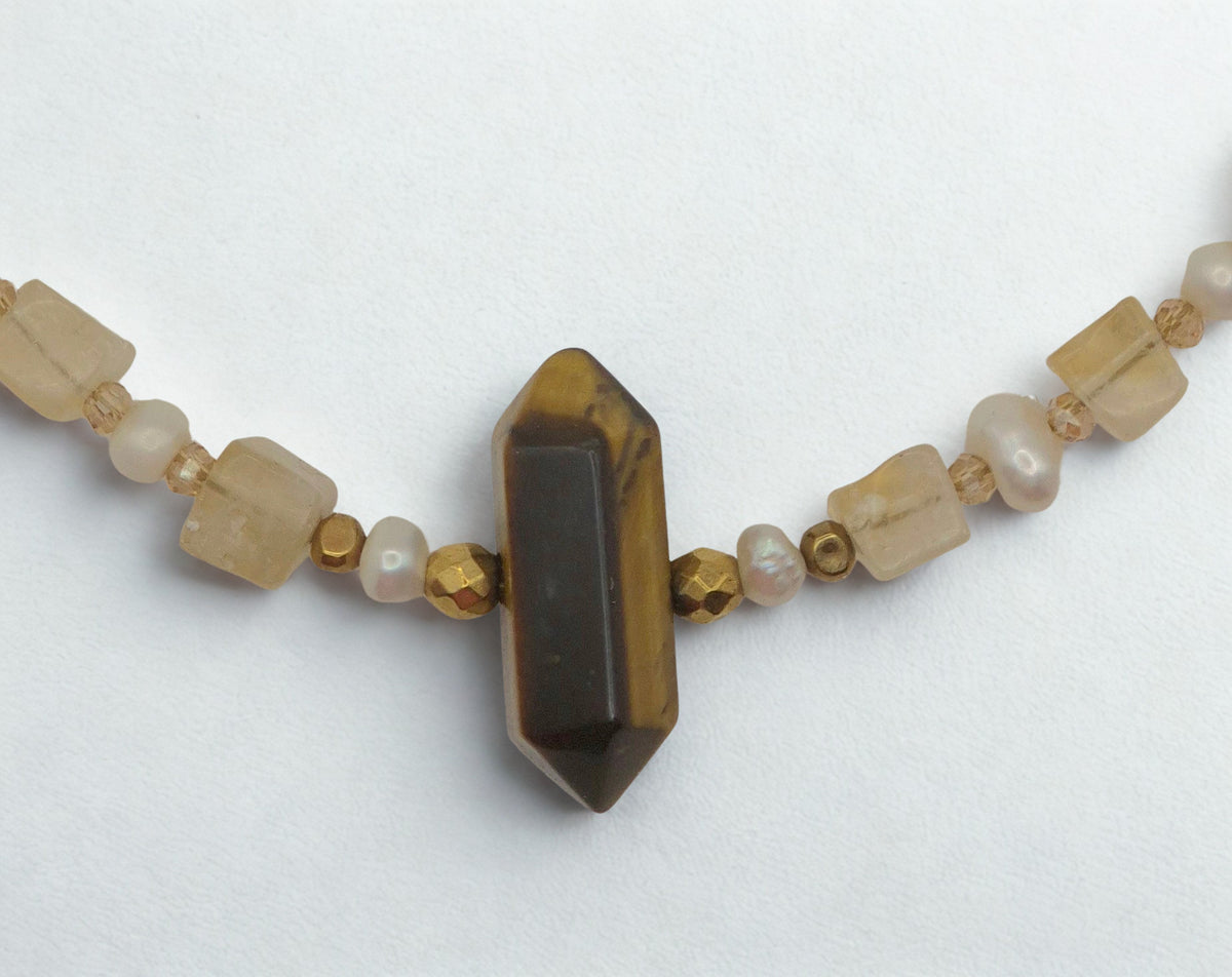 COLLIER CITRINE OEIL DE TIGRE